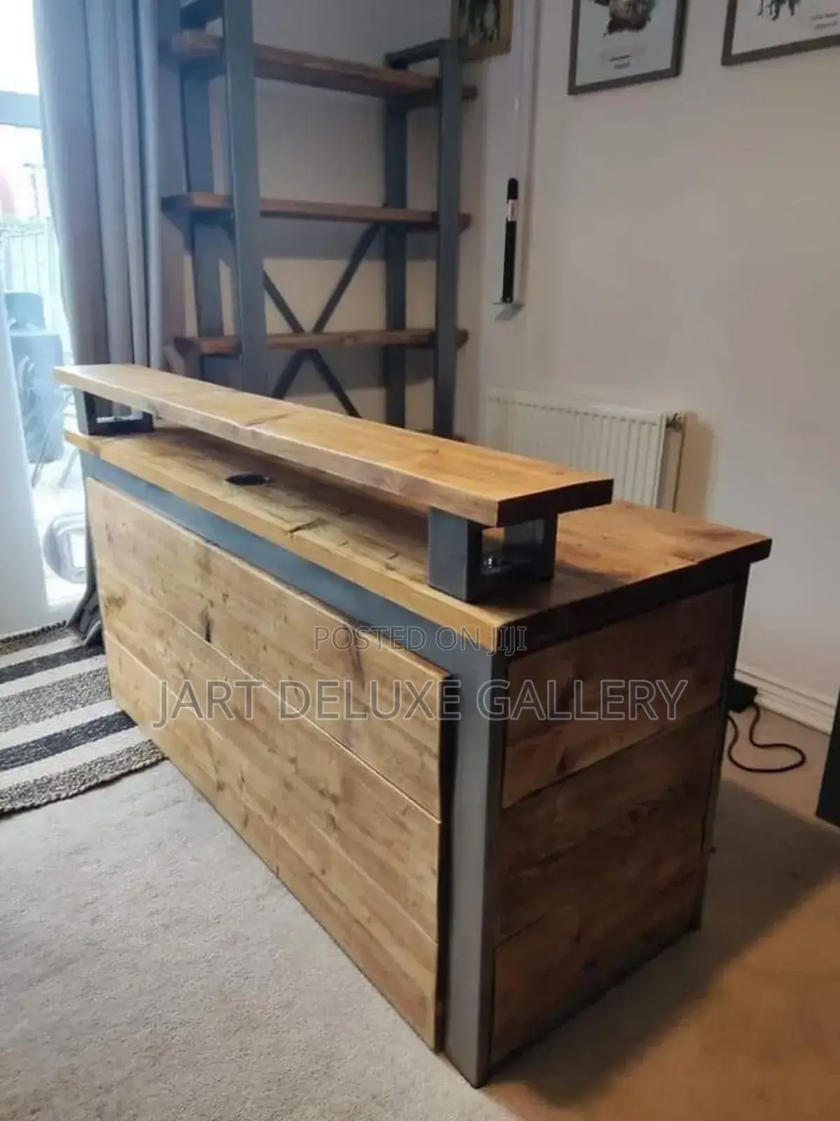 Stylish Metal Framed Wooden Reception Desk