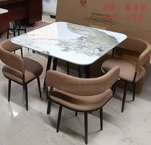 Marble Dining Set by 4 Chairs