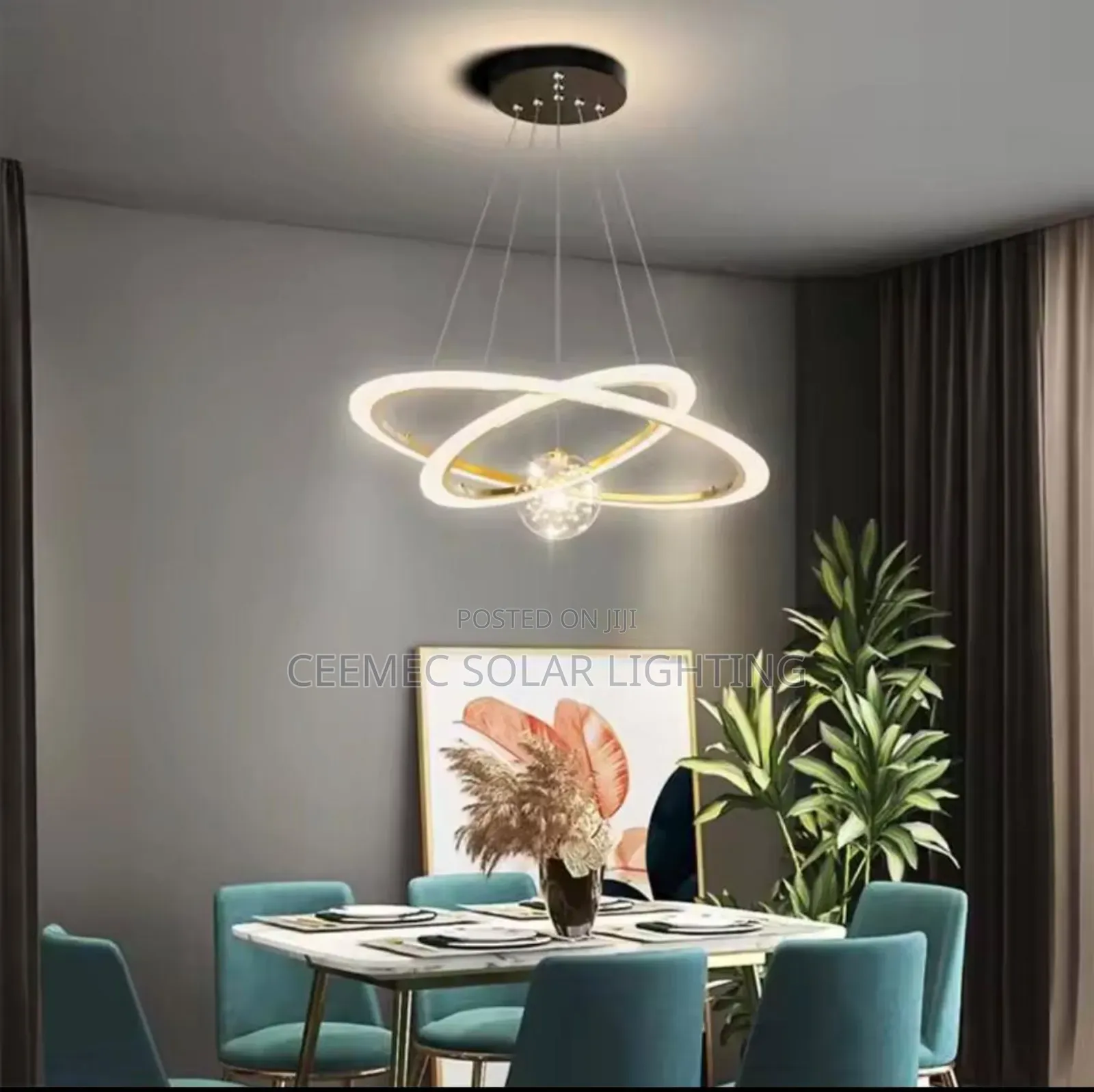 Golden Led Ring Chandelier Light