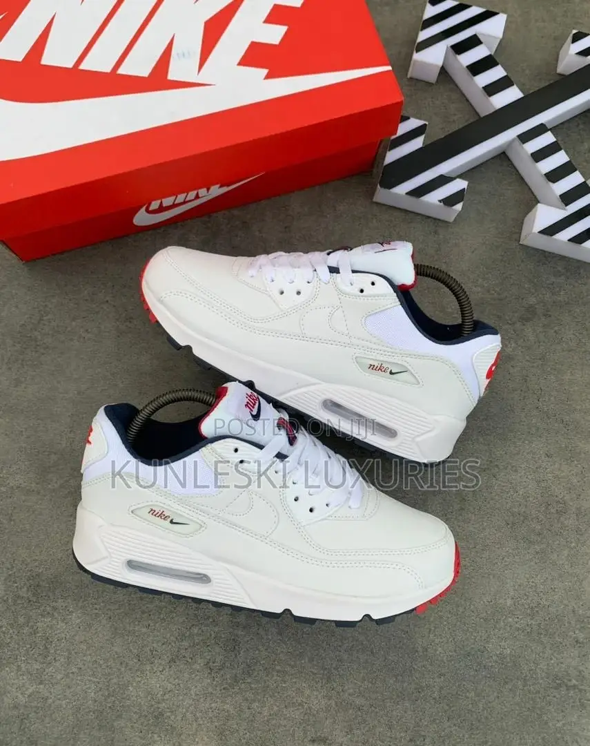 Original Nike Air Max 90 Triple White Red Sneakers