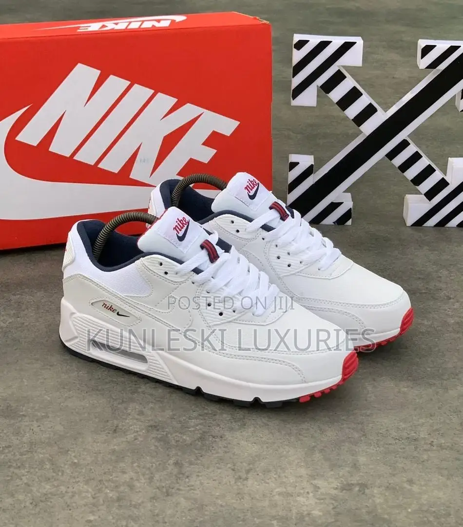 Original Nike Air Max 90 Triple White Red Sneakers