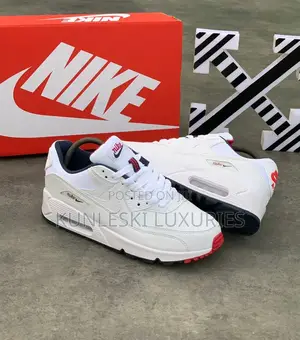 Original Nike Air Max 90 Triple White Red Sneakers