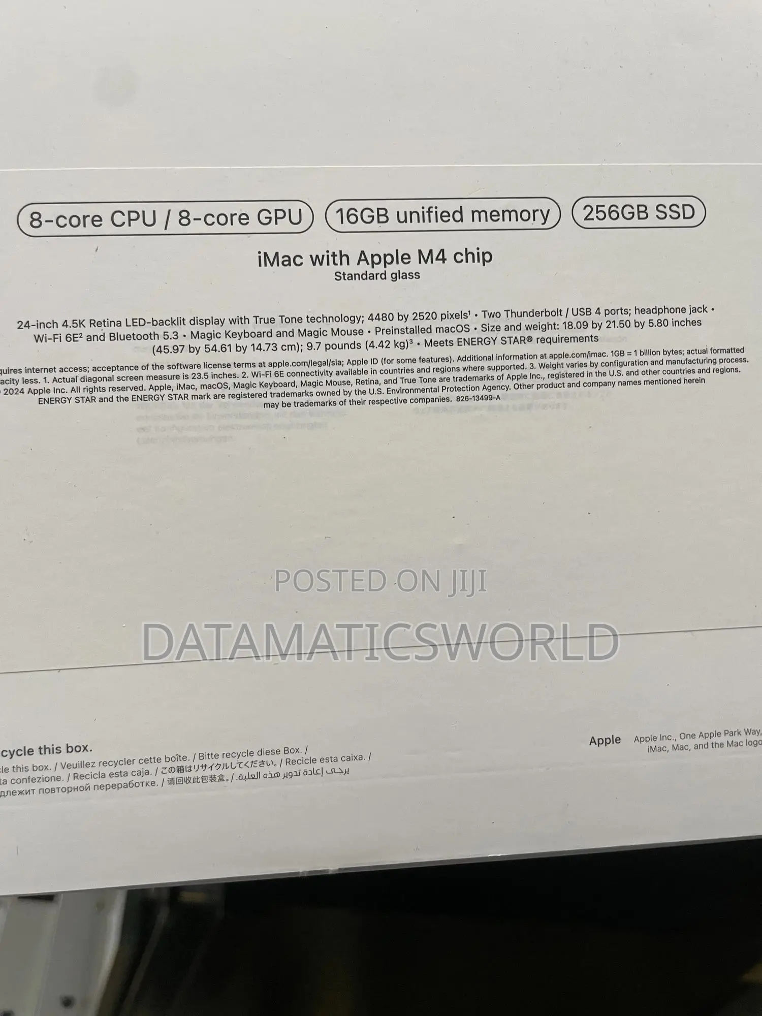 New Desktop Computer Apple iMac M4 16GB Apple M4 SSD 256GB