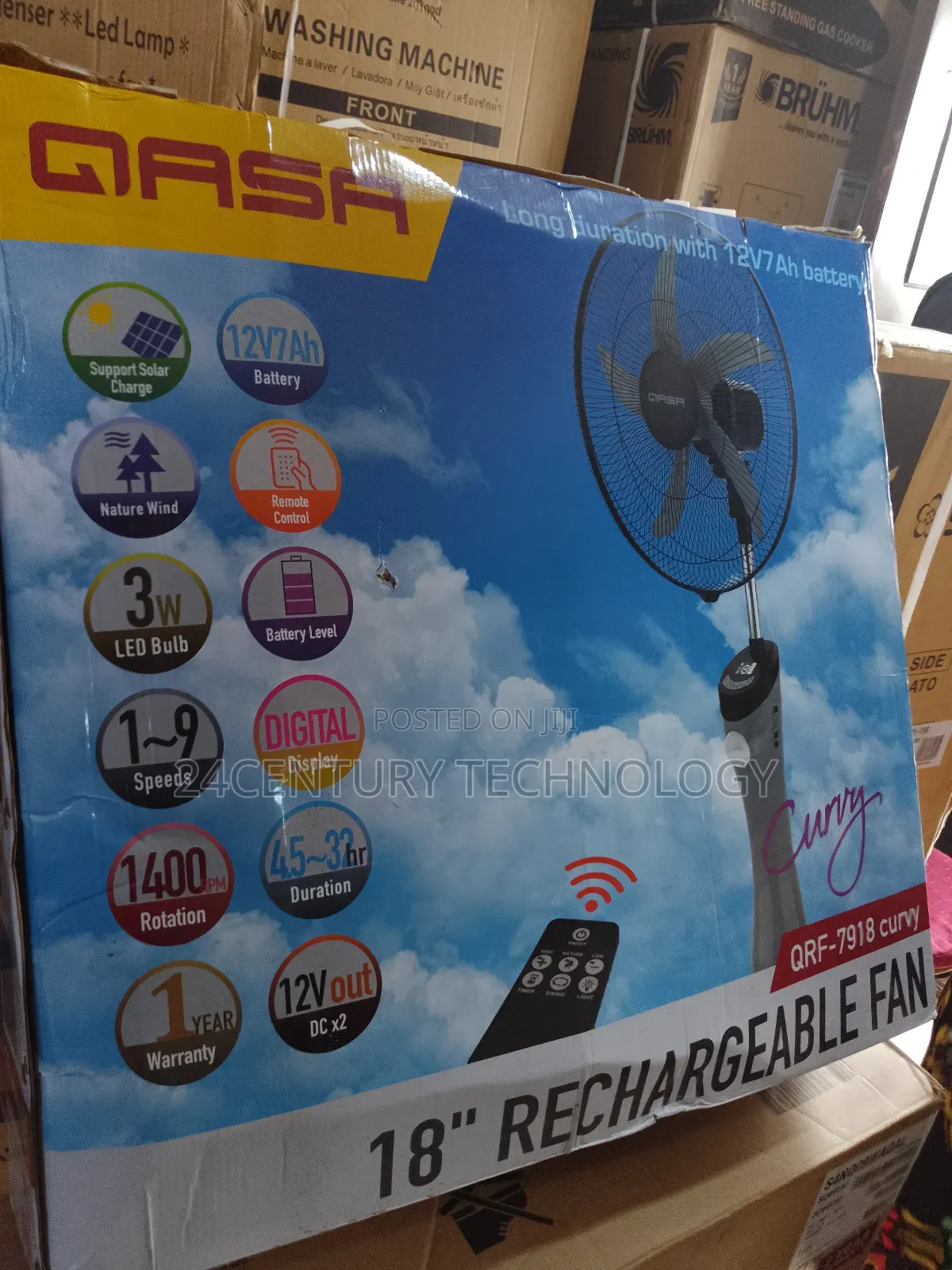 Qasa Rechargeable Fan QRF-7918:Powerful Airflow for Any Room