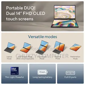 New Laptop Asus Zenbook Duo 14 16GB Intel Core Ultra 7 SSD 1T