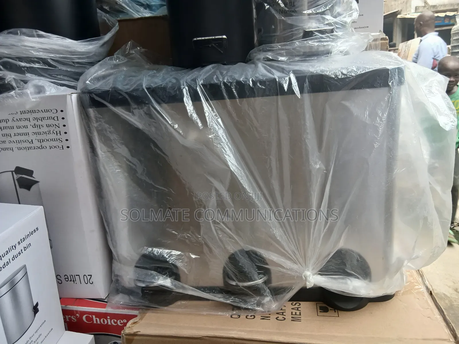 3 Compartment Pedal Stainless Trash Can With Lid (45 Litres)
