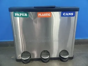Organized 3in1 Compartment Step-on 60 Liter Stainless Steel