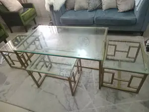 Photo - Glass Center Table With 3 Side Tables