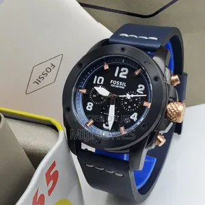 Fossil Men Blue Leather Chronograph Watch