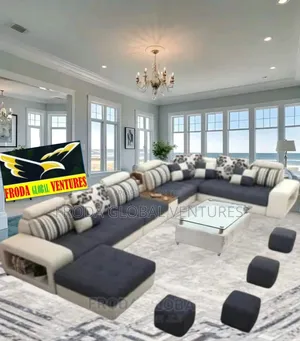 Quality Fabric Couch. U-Shape Sofa Chairs, Table and Stools