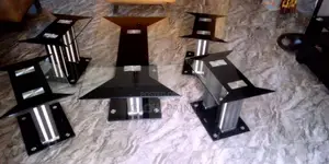 Photo - Glass Center Table With 4 Side Stool
