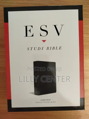 Esv Study Bible, Large Print and Genuine Leather Black.