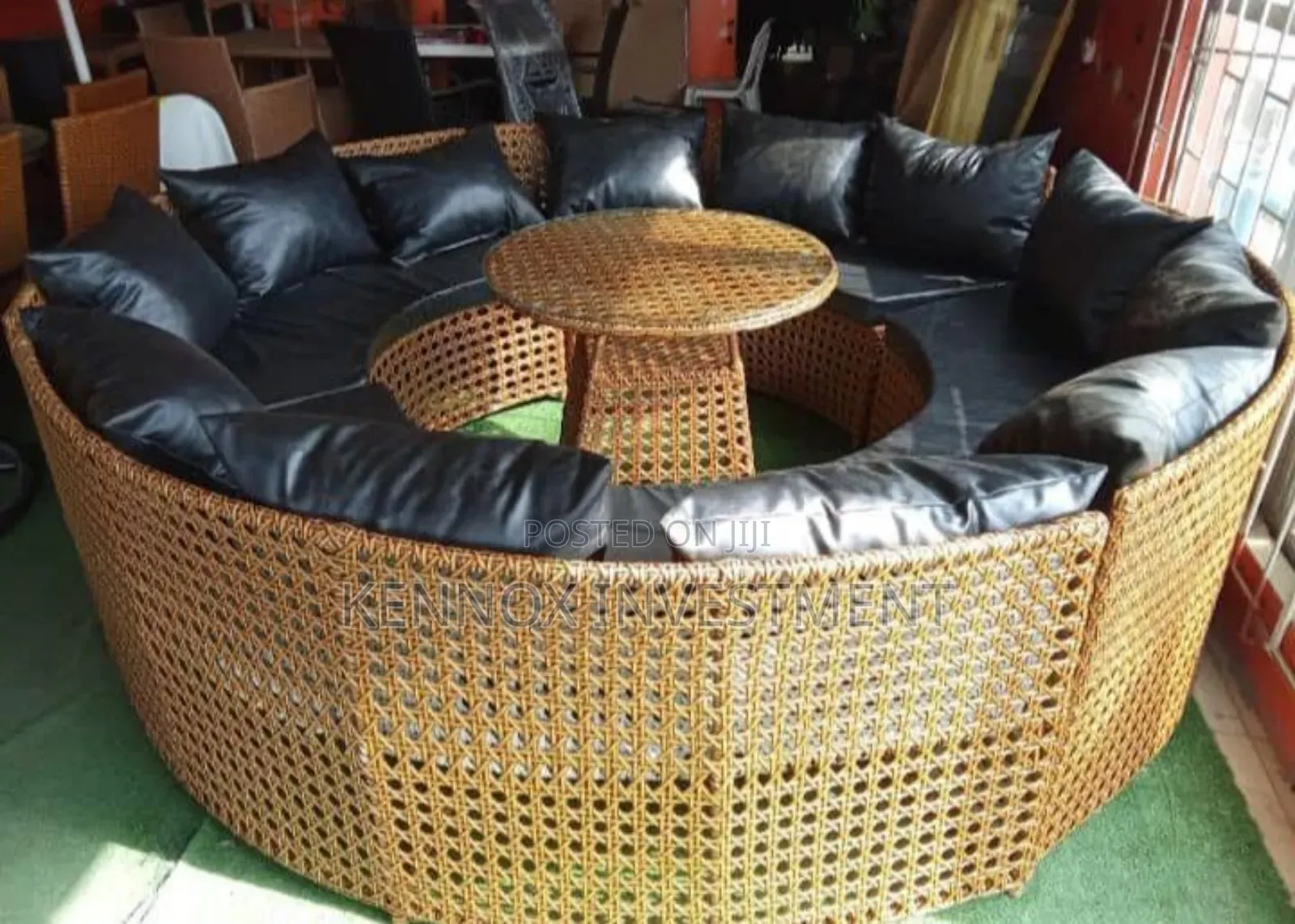 Conference Rattan Chairs Round With a Table