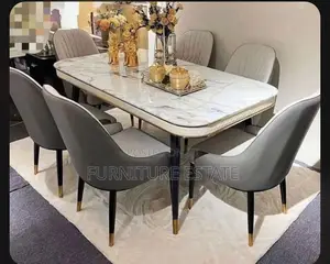 6-Seater Luxury Marble Dining Table Set
