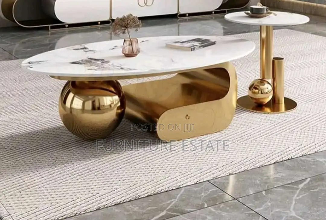 Solid Marble Center Table With Side Stool