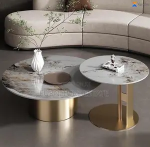 Premium Round Top Marble Center Table With Stool
