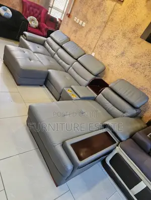 Premium L-Shaped Sofa With Inbuilt Speaker and Cup Holder