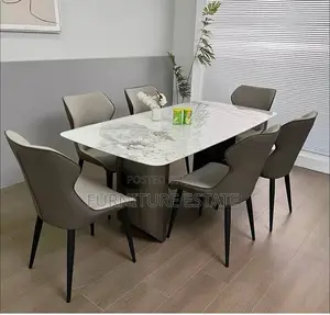 Premium Luxury Marble Top 6-Seater Dining Set