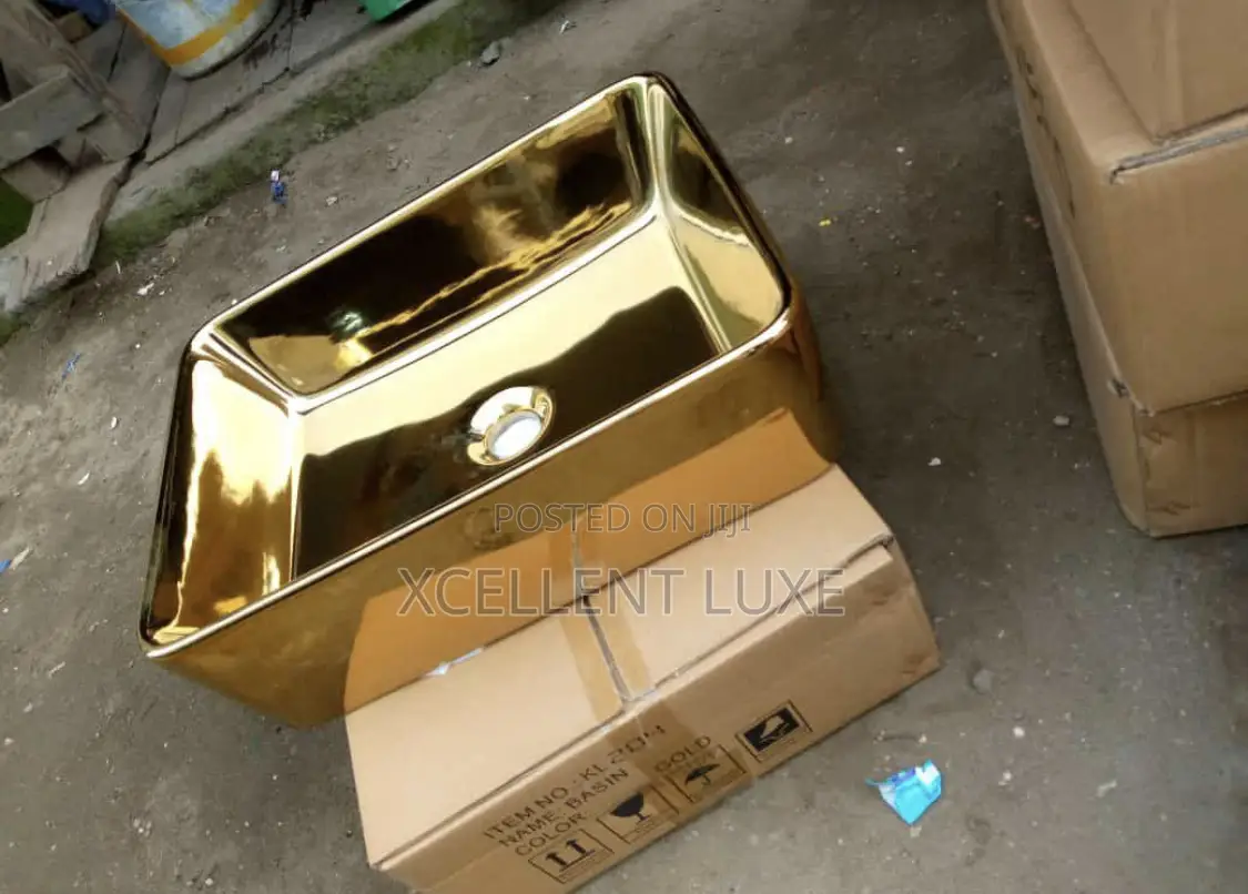 Square Gold Countertop Basin