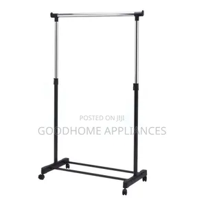 Movable Single Pole Clothes Hanger With Wheels