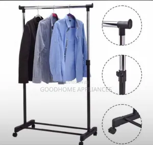 Movable Single Pole Clothes Hanger With Wheels