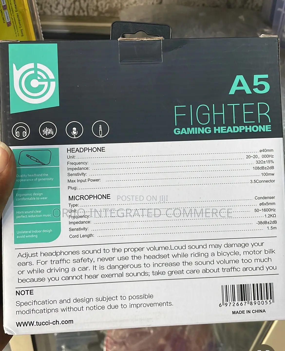 A5 Fighter Gaming Headphone With Microphone Single: 3.5mm