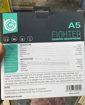 A5 Fighter Gaming Headphone With Microphone Single: 3.5mm