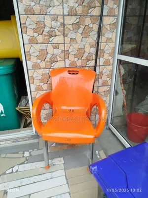 Church Chair With Iron Legs.