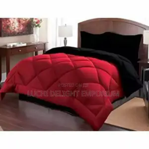 Quality Duvet Bedsheet/Fittedsheet, Pillowcases -Red Black Mix 6x6