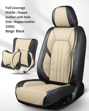 Nappa Cream and Black Leather Car Seat Cover