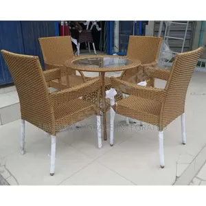 Outdoor Garden Chairs for 4 Person and a Glass Table.