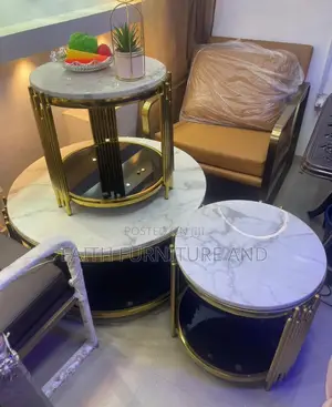 Marble Center Table With 2 Side Stool