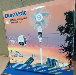 Photo - Duravolt Rechargeable Fan With Solar Panel and 2bulbs