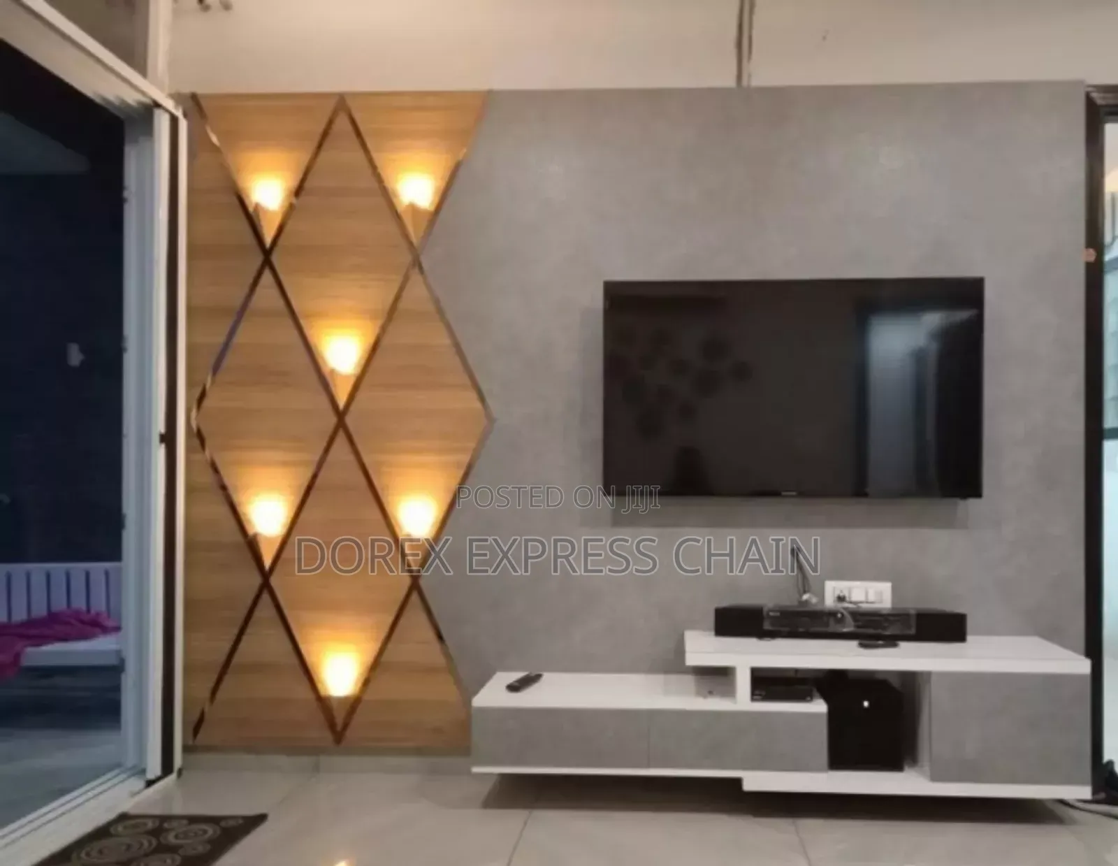 Modern Tv Console With Dimensional Led Lighting