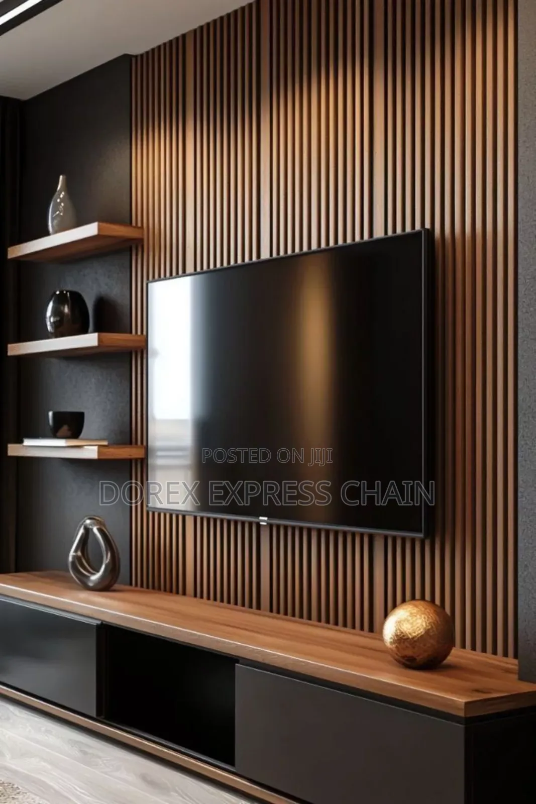 Sleek Tv Console With Fluted Panel Design & Hidden Storage.
