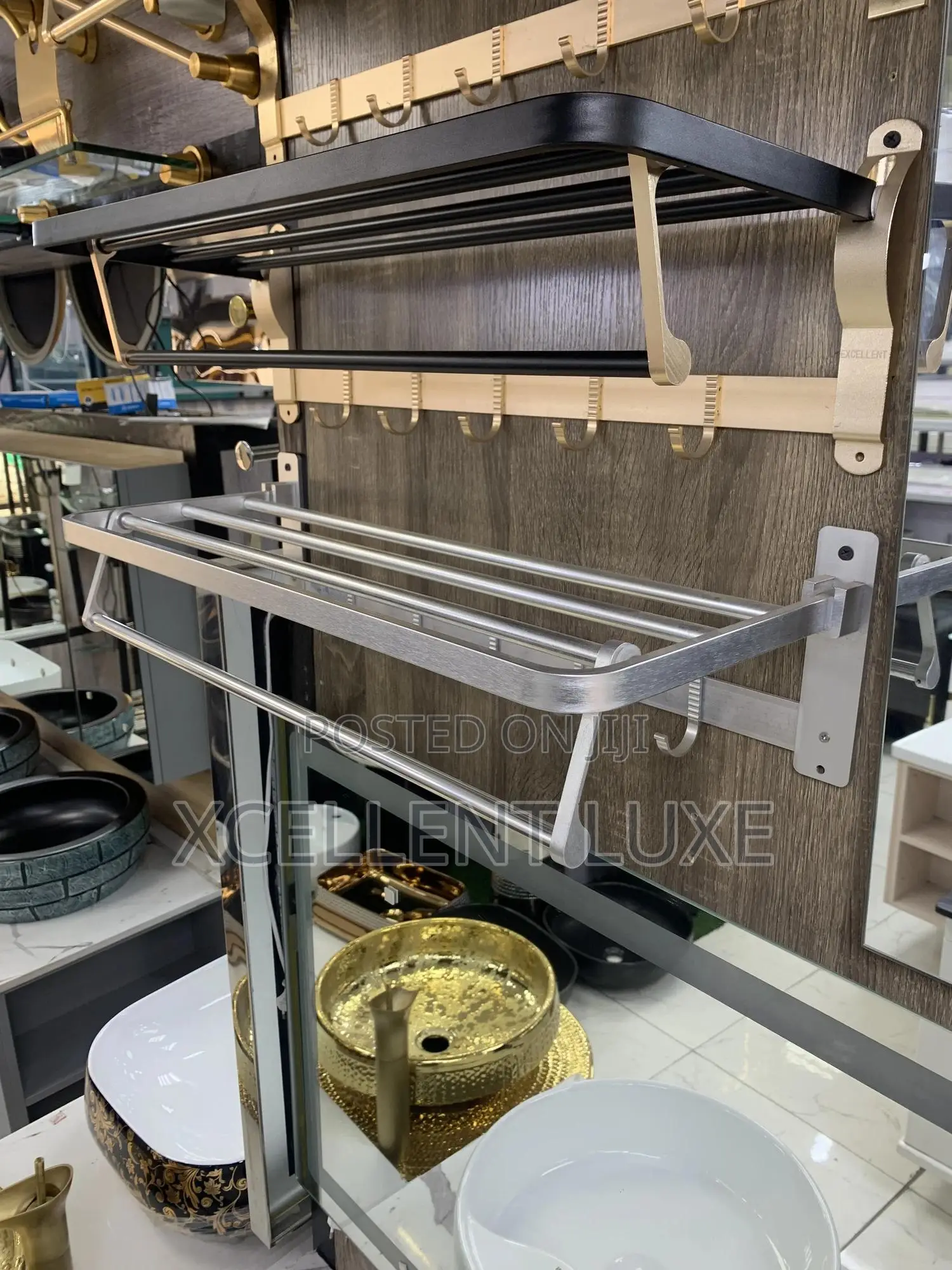 Multiple Towel Racks With Hooks