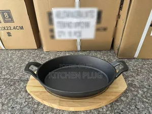 Oval Sizzling Plate With Wood Holder