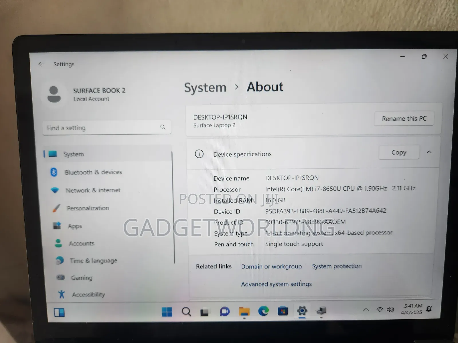 Laptop Microsoft Surface Laptop 2 16GB Intel Core i7 SSD 512GB