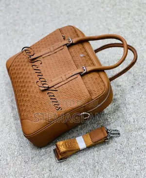 Hermes Men’S Crocodile Emboss Laptop Bag Adjustable Strap