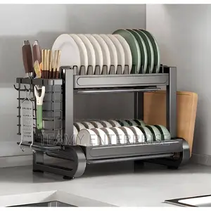Quality 2 Tiers Plate Rack With Drainer -Multipurpose Holder