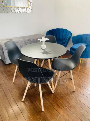 Black Wooden Legs Table and Chairs Set