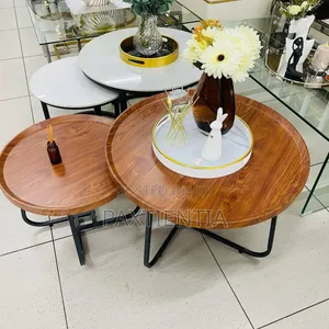 2 in One Wood Top Metal Legged Center Table