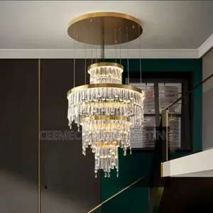 6-Tier Golden Crystal Chandelier 800mm