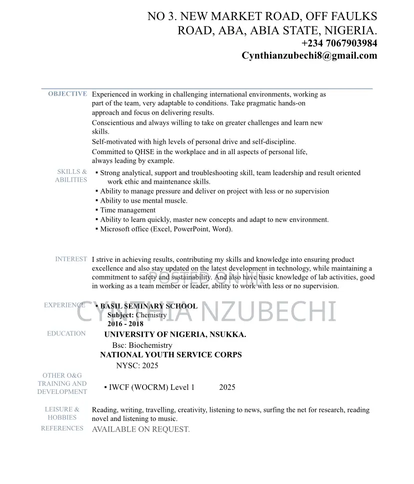 Customer Service CV