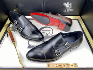 Photo - Stefano Borella Black Double Monk Strap Dress Shoes