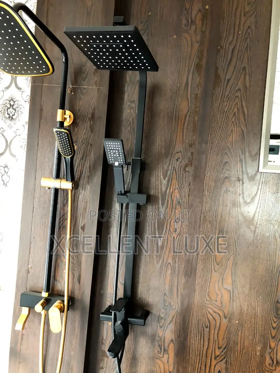 Square Black Standing Shower