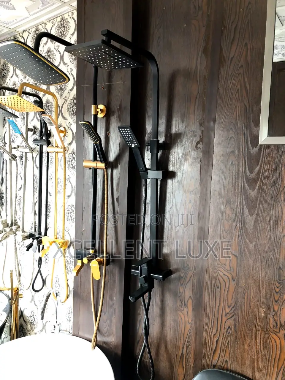 Square Black Standing Shower