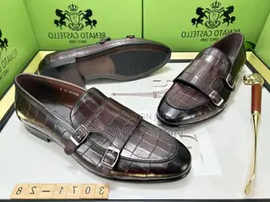 Photo - Renato Castello Crocodile-Embossed Double Monk Strap Loafers