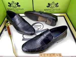 Photo - Renato Castello Lizard-Pattern Penny Loafers