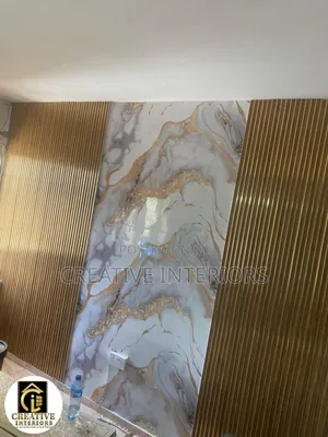 Fluted Wallpanel With Adhesive Marble Sheet